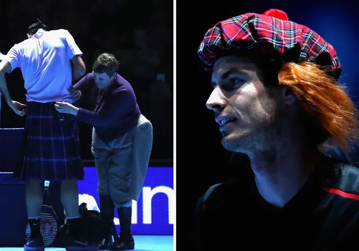 Unikátní podívaná! Federer hrál v kiltu, Murray s parukou! Jak dopadla exhibice hvězd?