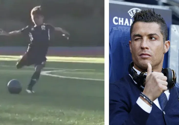 Střílí jako táta RONALDO! Podívejte se na exkluzivní gól Cristiana juniora z přímáku