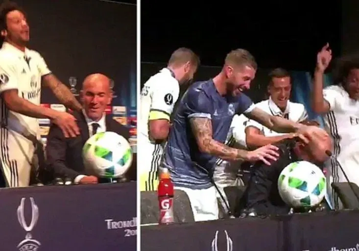 Hráči Realu řádili na tiskovce! Zidane dostal sprchu, Morata skončil pod stolem