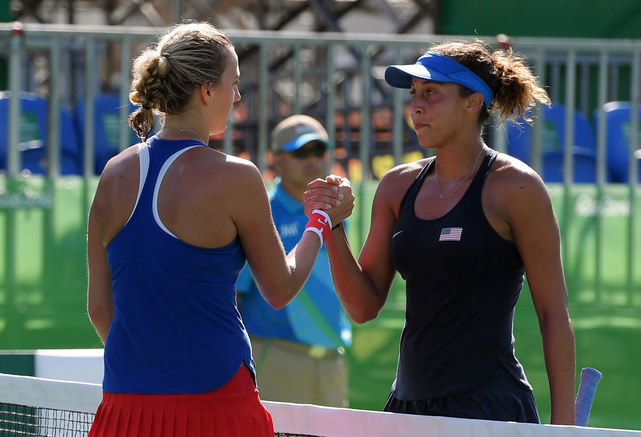 2016 Rio Olympics - Tennis - Final - Women's Singles Bronze Medal Match - Olympic Tennis Centre - Rio de Janeiro, Brazil - 13/08/2016. Petra Kvitova (CZE) of Czech Republic shakes hands with Madison Keys (USA) of USA after winning their match. REUTERS/Toby Melville FOR EDITORIAL USE ONLY. NOT FOR SALE FOR MARKETING OR ADVERTISING CAMPAIGNS.