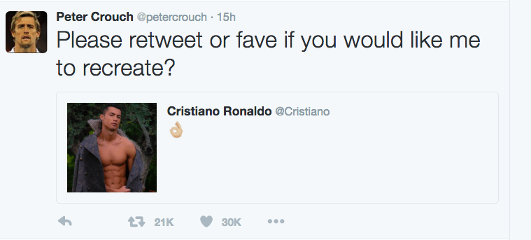 Peter Crouch reakce na Ronalda